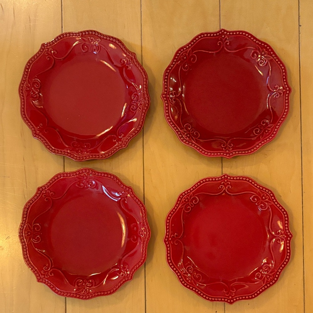 The Pioneer Woman Red Paige salad Plates Set of 4